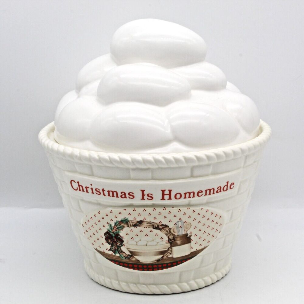 House of Lloyd Cookie Jar Christmas Is Homemade Ceramic Egg Basket Vintage 1989